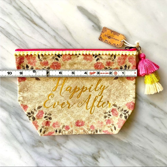 Natural Life•NWT•”Happily Ever After”•Zip Top Cosmetic Bag•Tasseled Tapestry Bag - Picture 9 of 12